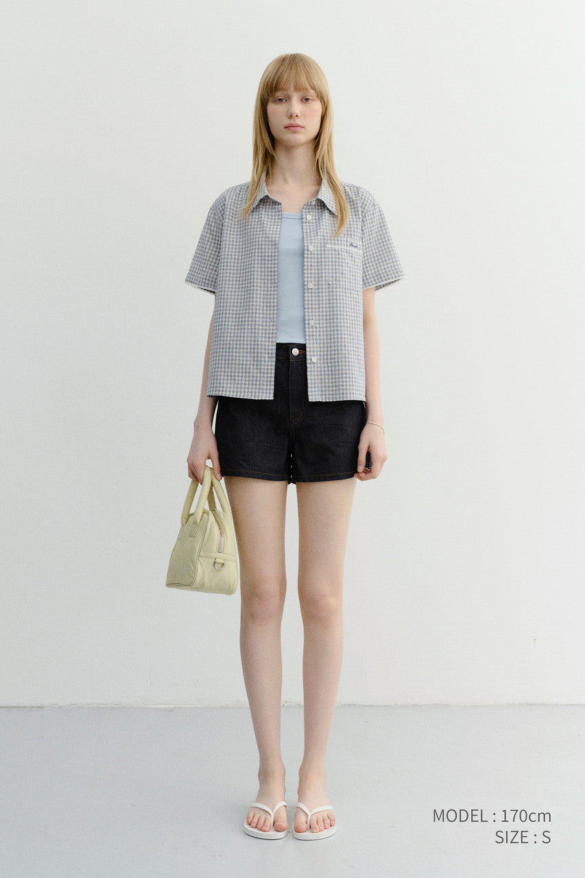 Dunst Laced Checked Shirt Blue Check