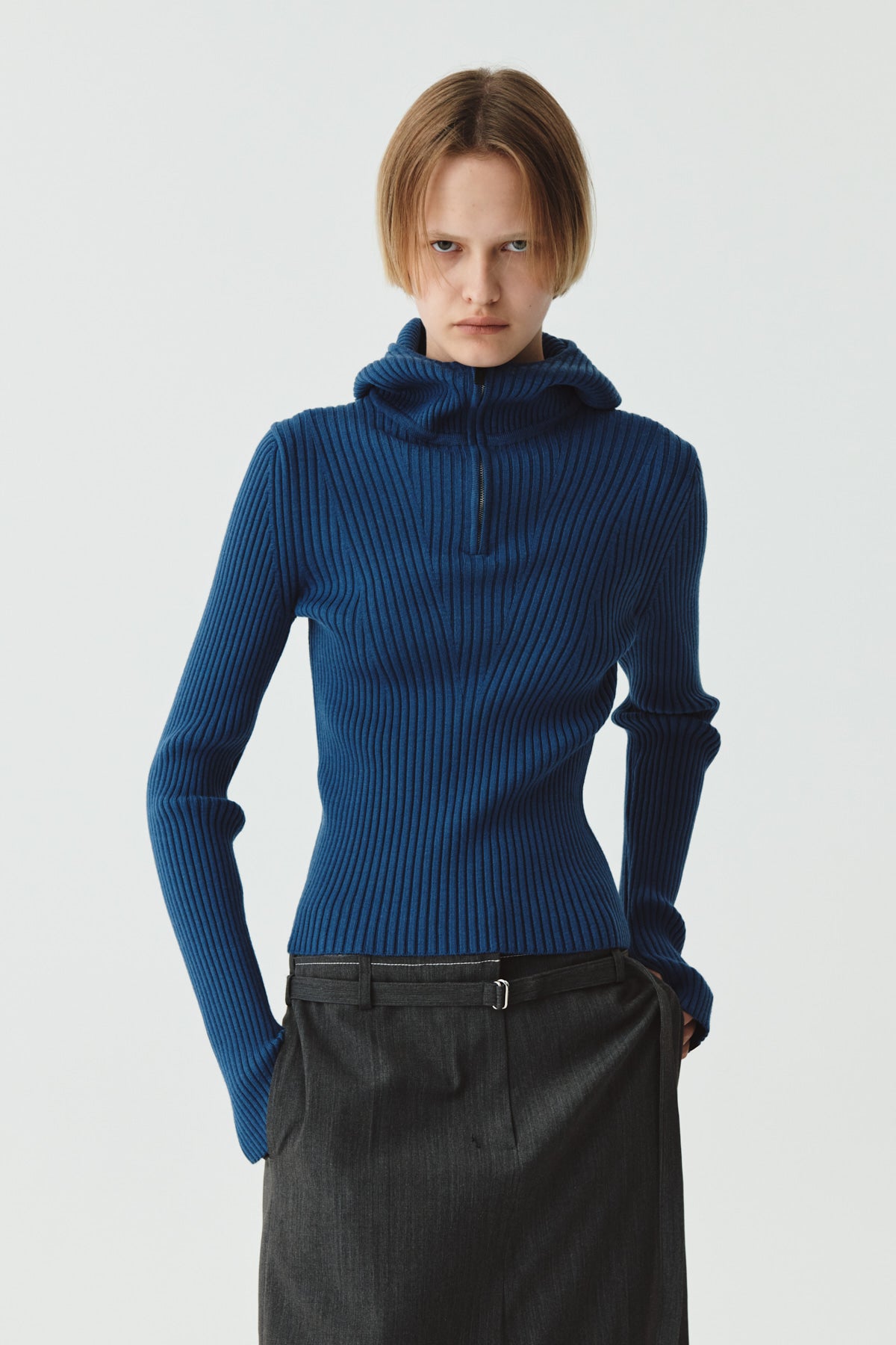 Matinkim Slimfit Hoody Half Zip UP Pullover IN Blue