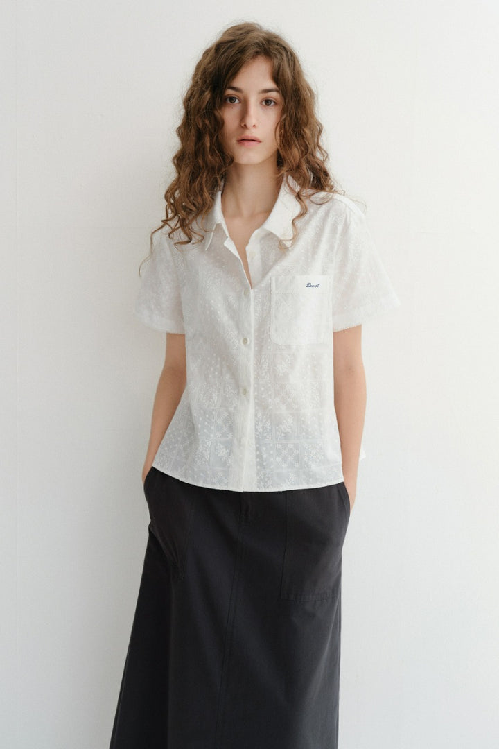 Dunst Laced Organic Crafted Shirt White