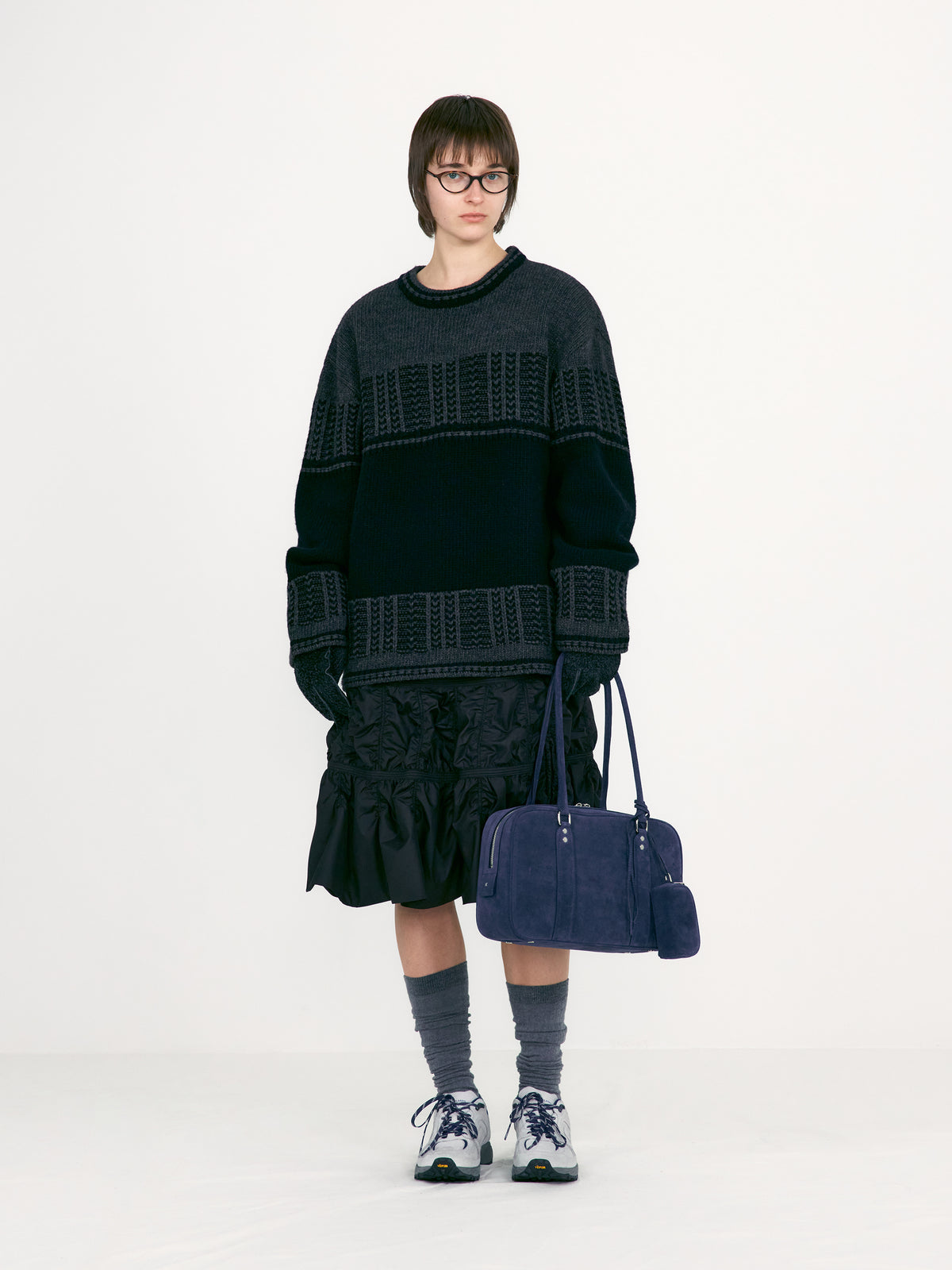 Low Classic Jacquard Knit Sweater Charcoal
