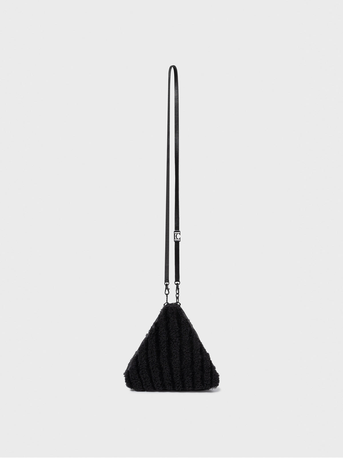 Low Classic Shearling Triangle Pop-Up Bag Black