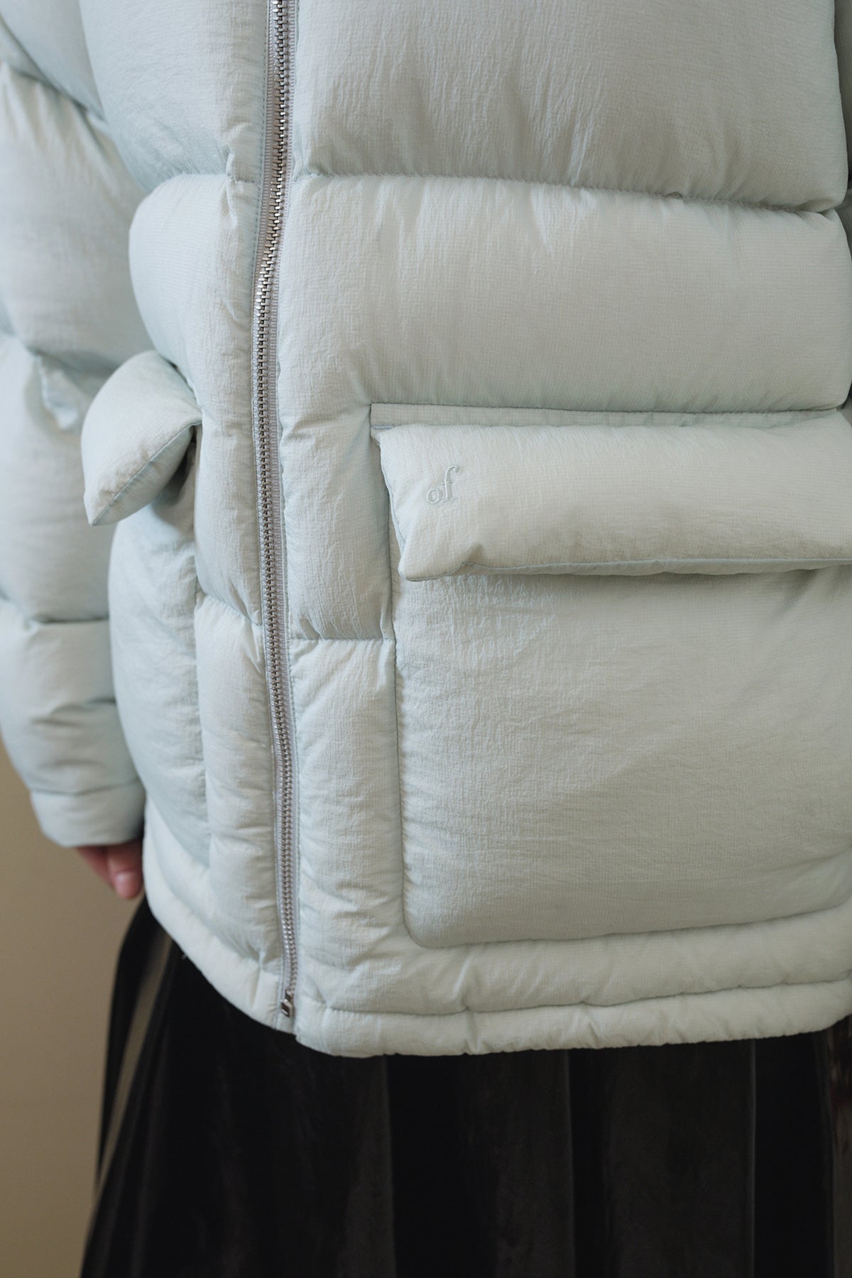 Overdueflair Sheer Quilted Down Jumper Light Blue