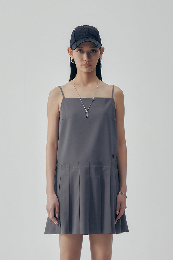 Treemingbird Apron Pleated One-piece Gray