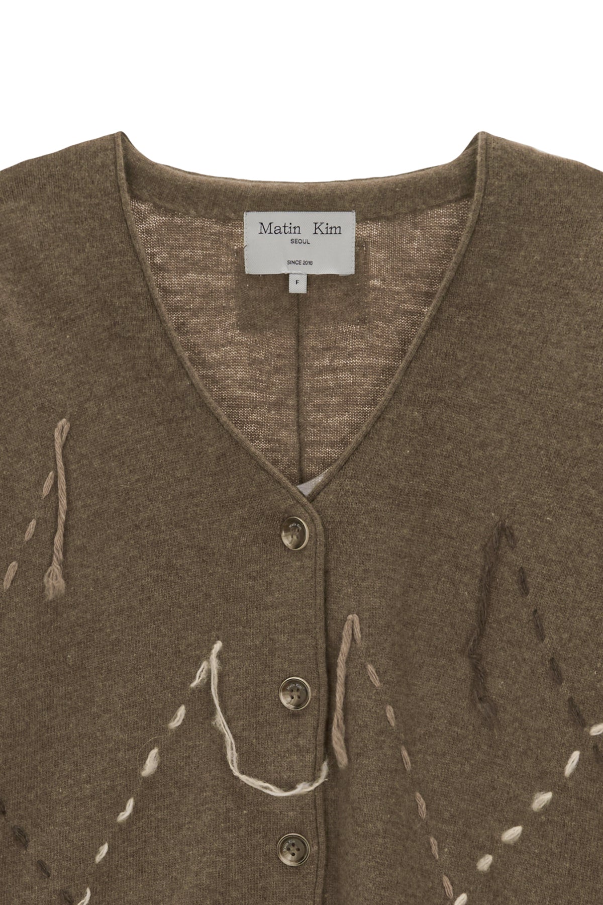 [matinkim] ARGYLE STITCH CARDIGAN IN KHAKI BROWN