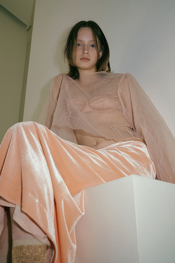 Overdueflair Organdy Balloon Blouse Apricot Beige
