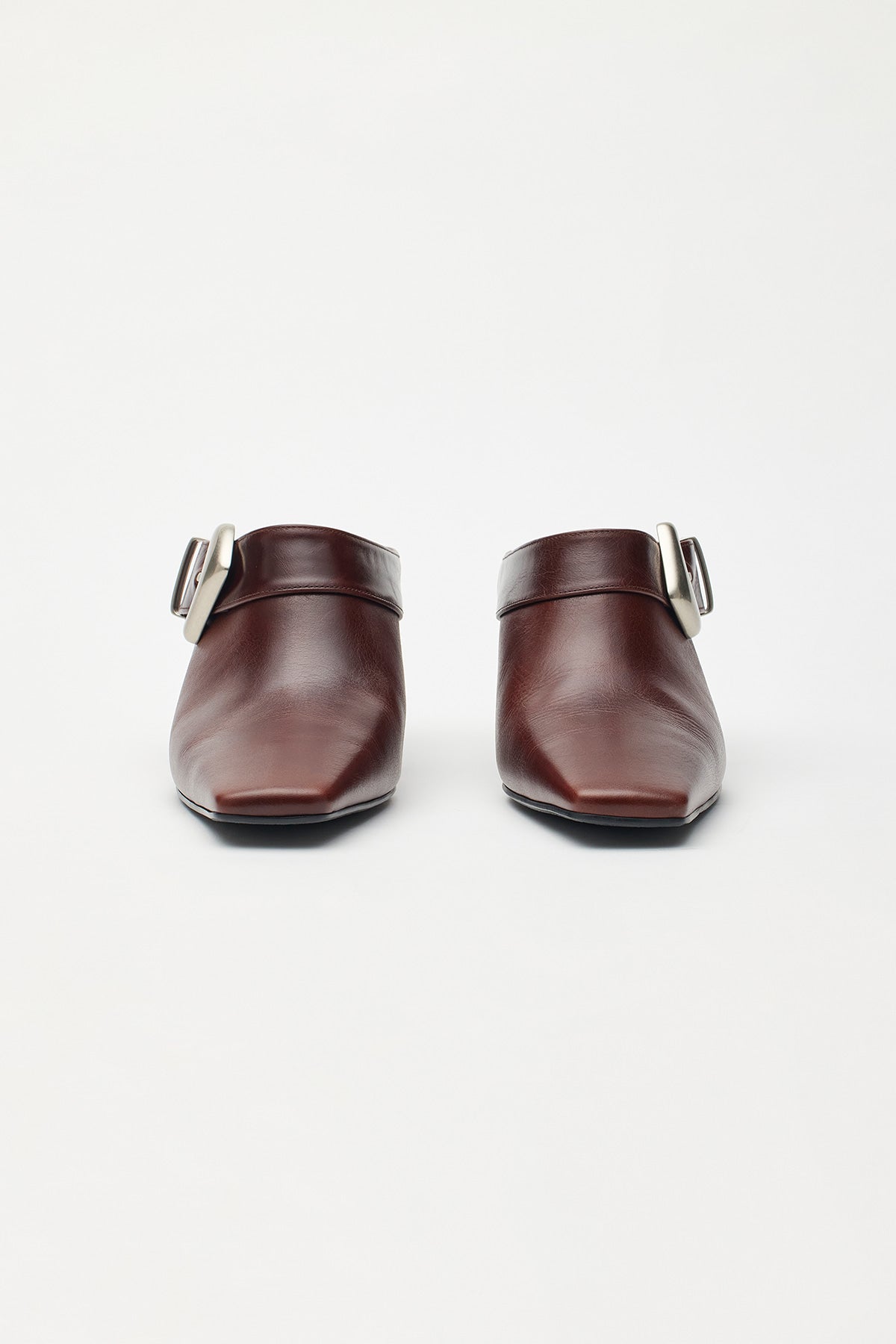 Matinkim Bold Buckle Leather Mule IN Brown