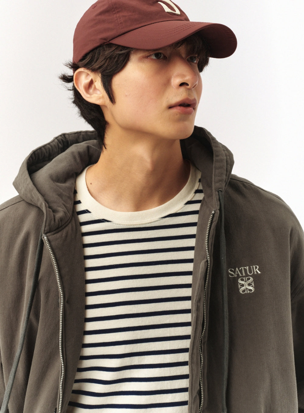 [satur] Teo Padded Hooded Zip-Up - Charcoal