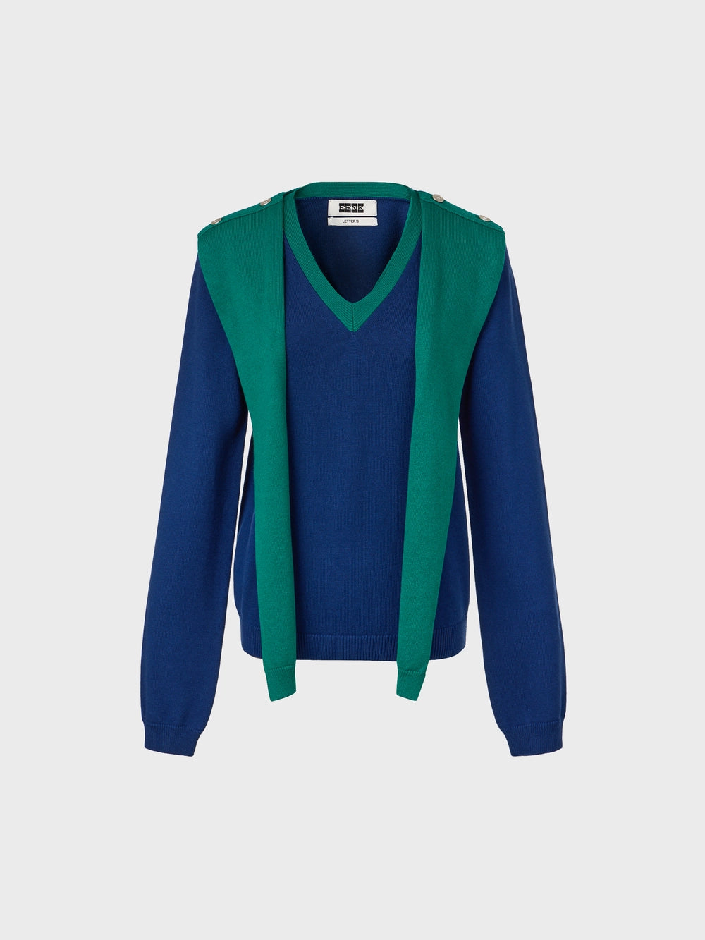 EENK Muffler Layered Knit Top - Navy