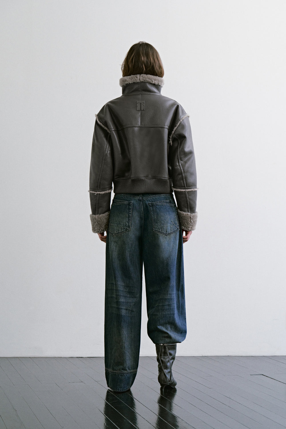 Treemingbird High-Neck Shearling Jumper Gray