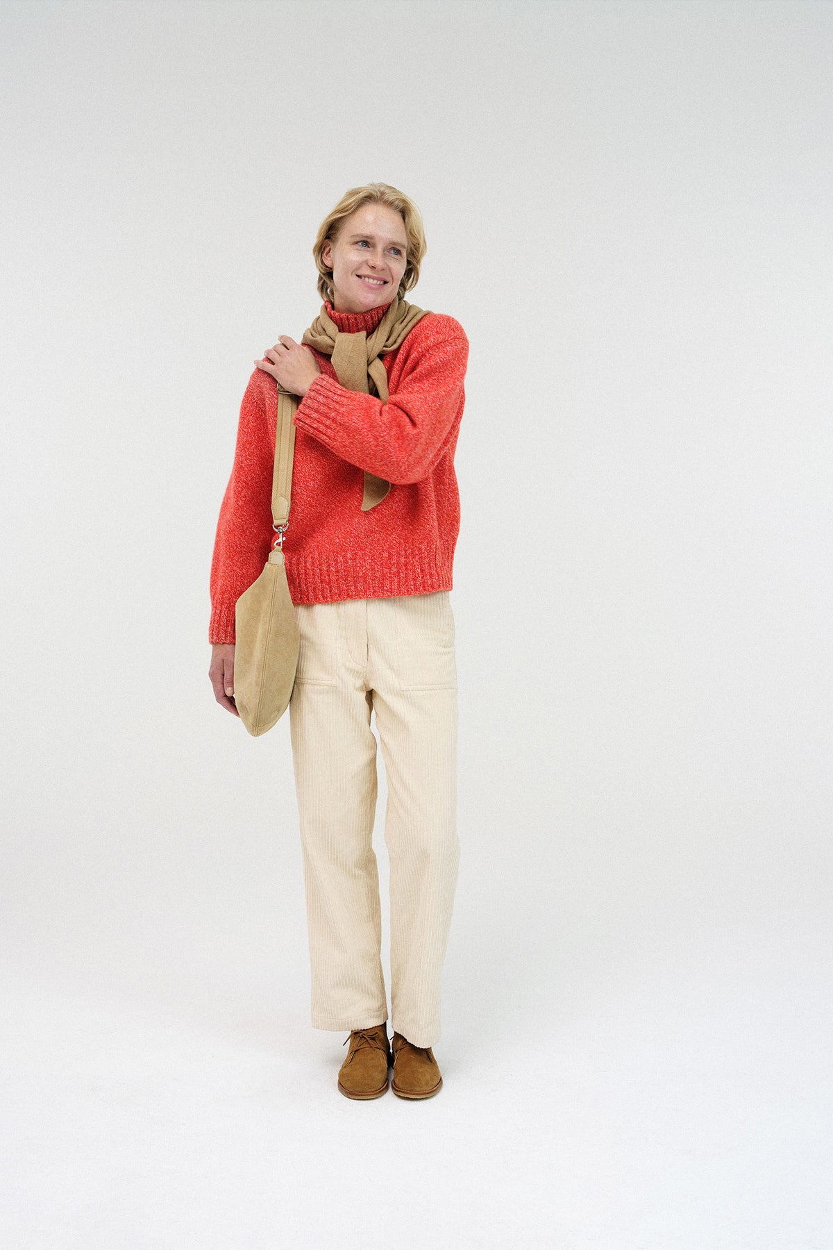 Nothing Written Boyfriend turtle neck sweater (Red and white)