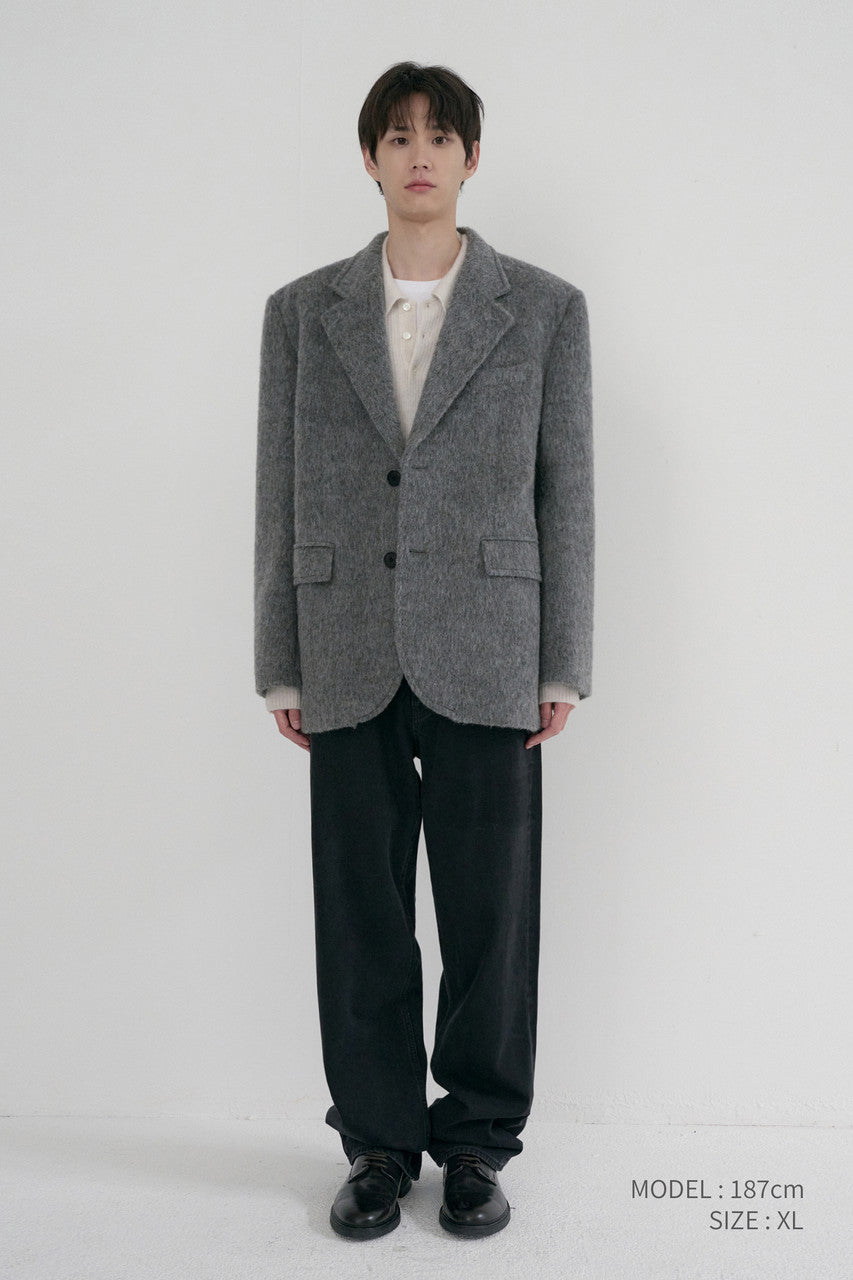 Dunst Unisex Alpaca Blazer Coat Melange Grey