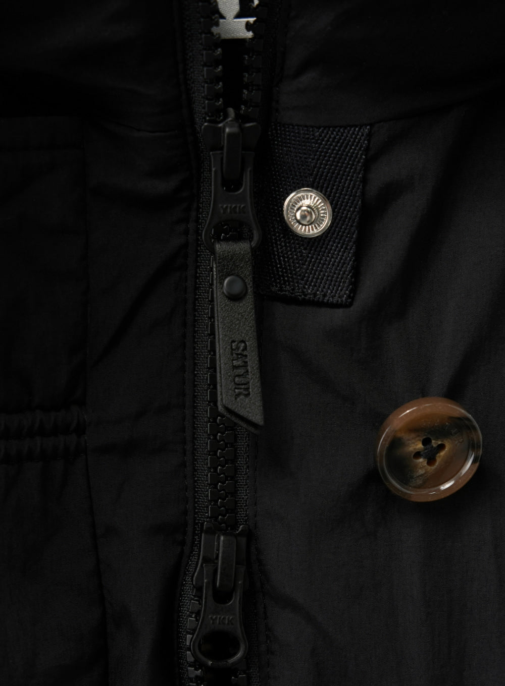 [satur] (W) Synthetic Fur Collar Hood Long Down - Black