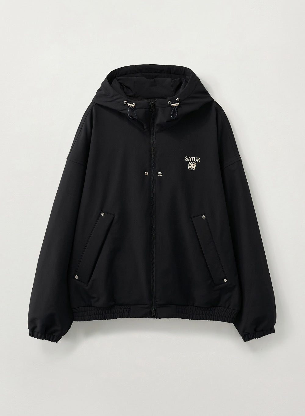 [satur] Teo Nylon Fleece Hood Jacket - Black