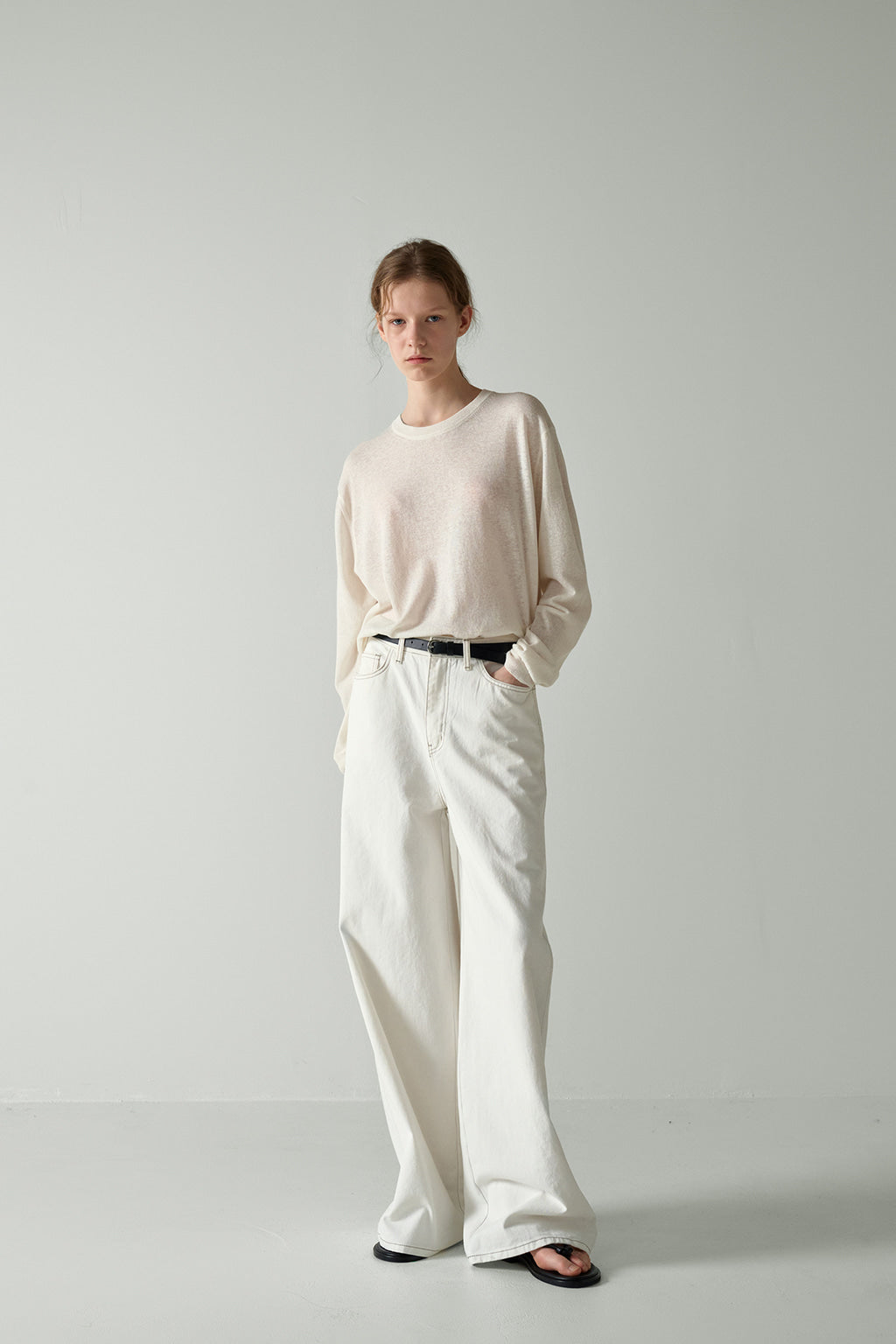Facade Pattern Classic Wide Denim off white