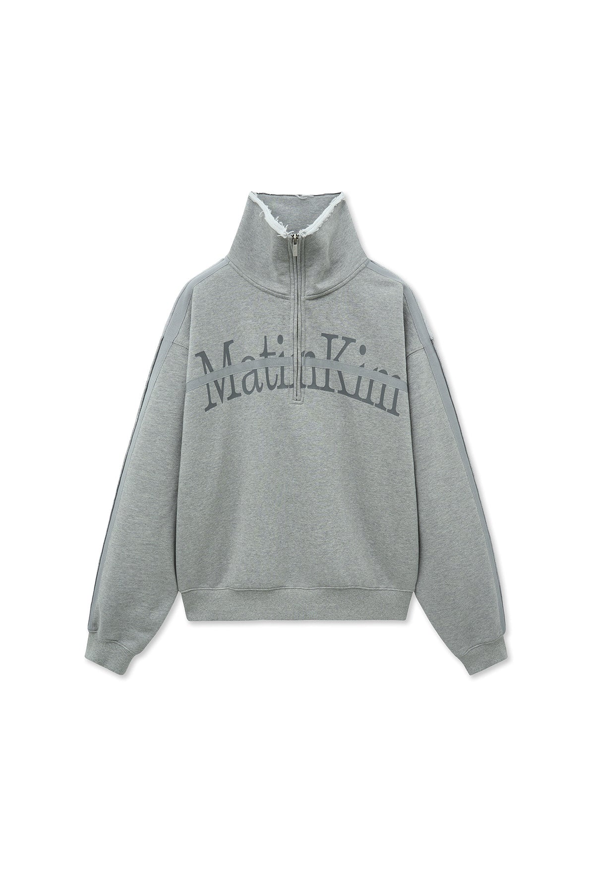 [matinkim] CUT OUT HALF ZIP SWEATSHIRT FOR WOMEN IN GREY