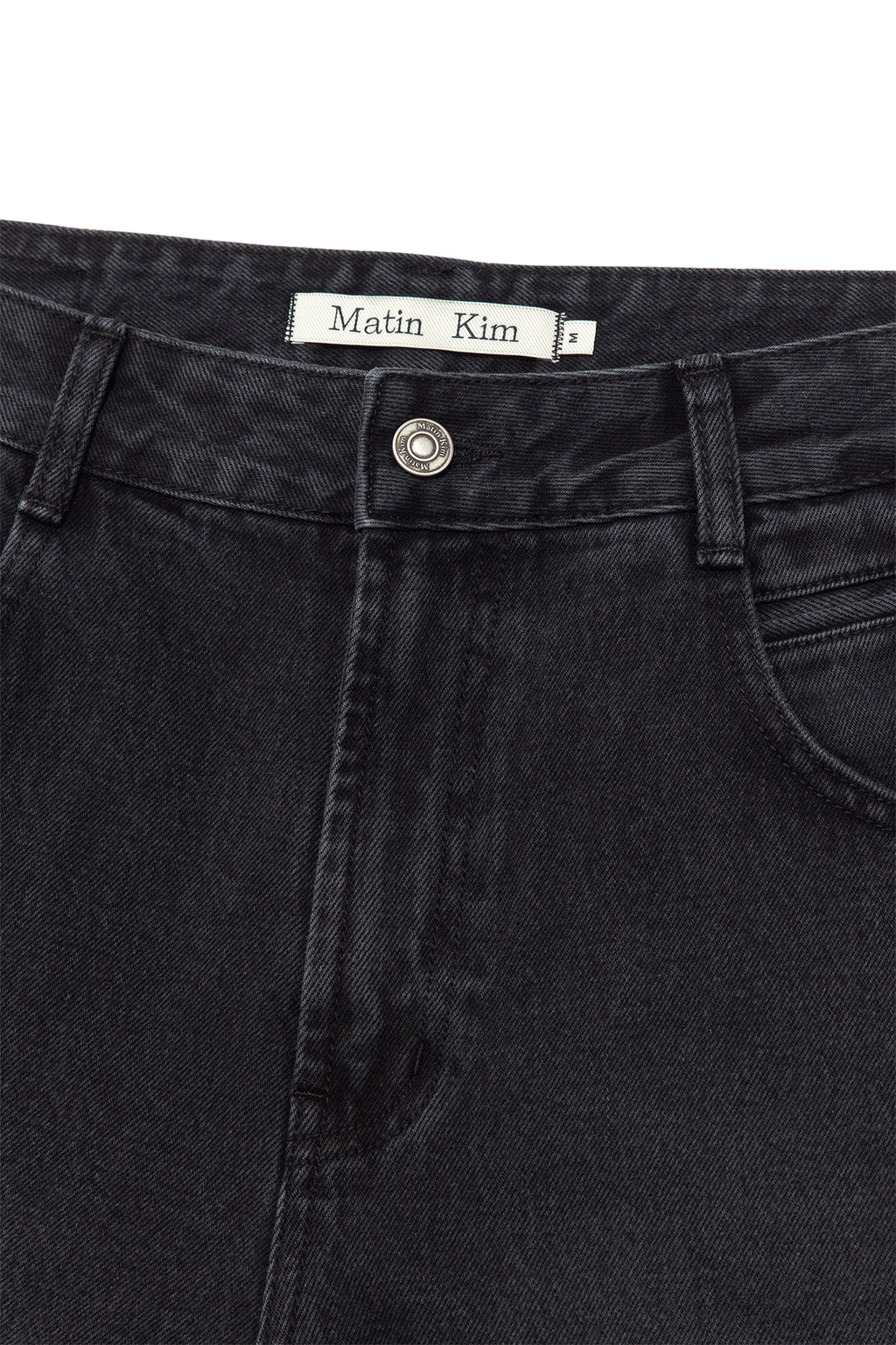[matinkim] POCKET WASHED POINT DENIM PANTS IN BLACK