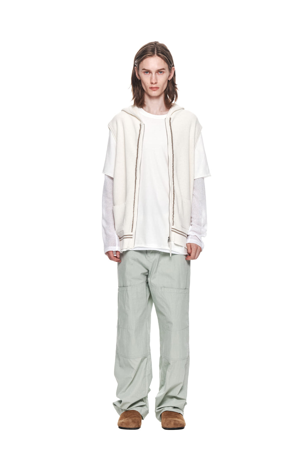 Matinkim Button Roll UP Double Knee Pants For Men IN Mint