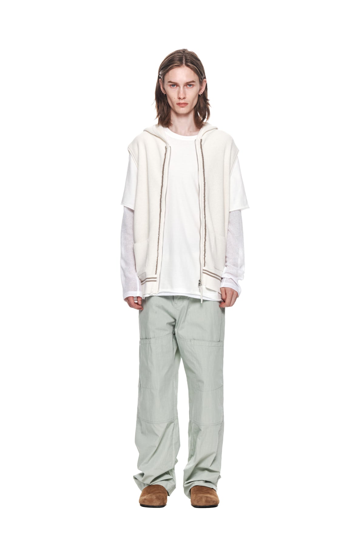 Matinkim Button Roll UP Double Knee Pants For Men IN Mint