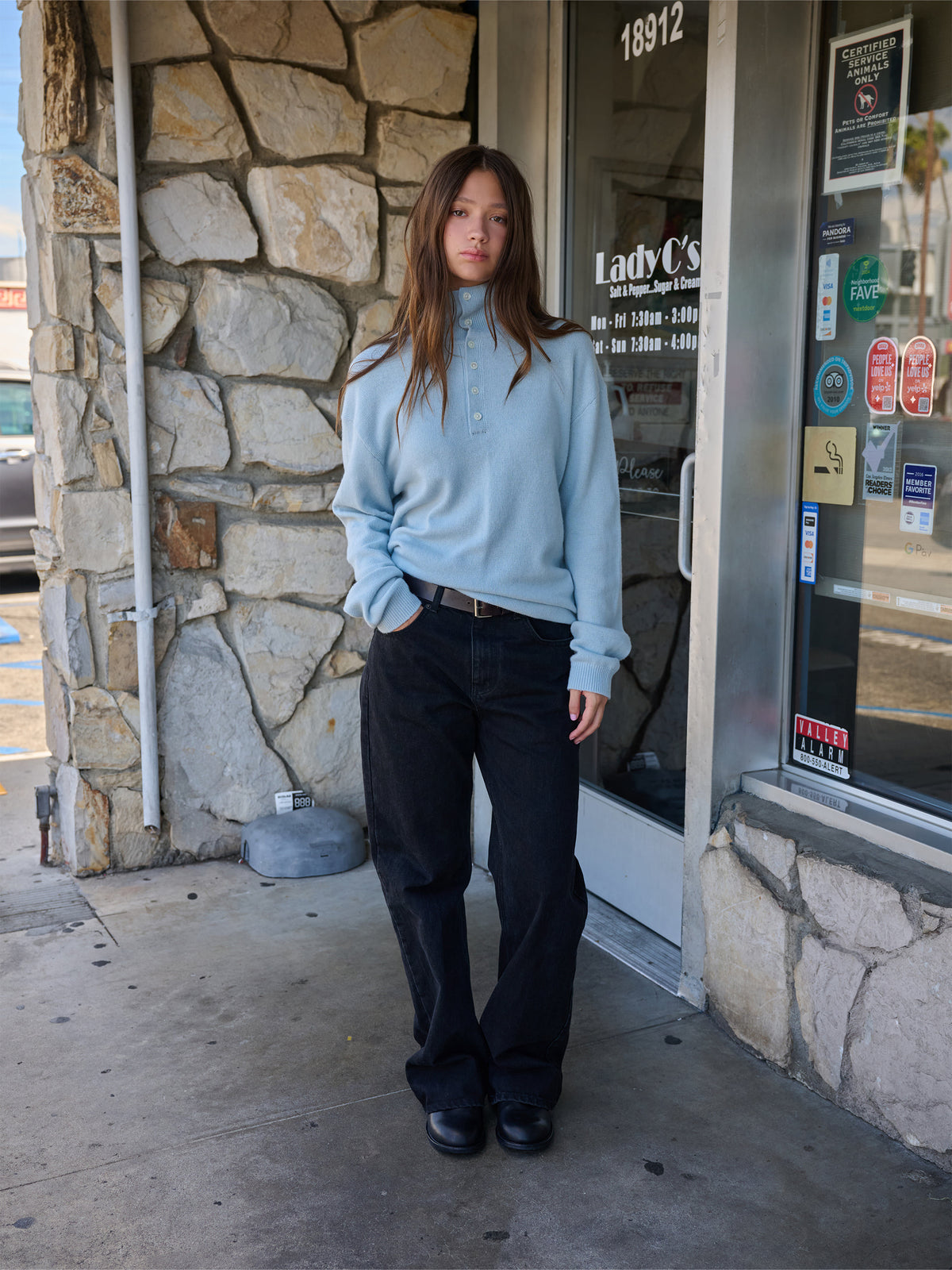 Low Classic Wool Blend High-Neck Sweater Sky Blue