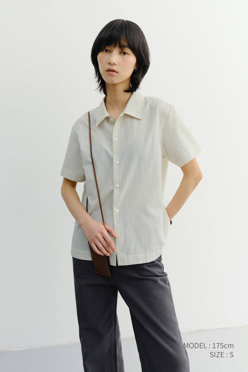 Dunst Unisex Holiday Striped Shirt Cream Stripe