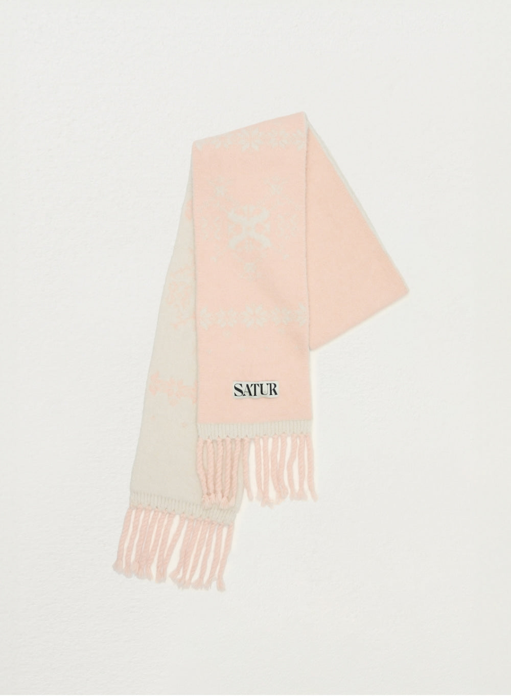 [satur] Nordic Intarsia Knit Muffler - Pink