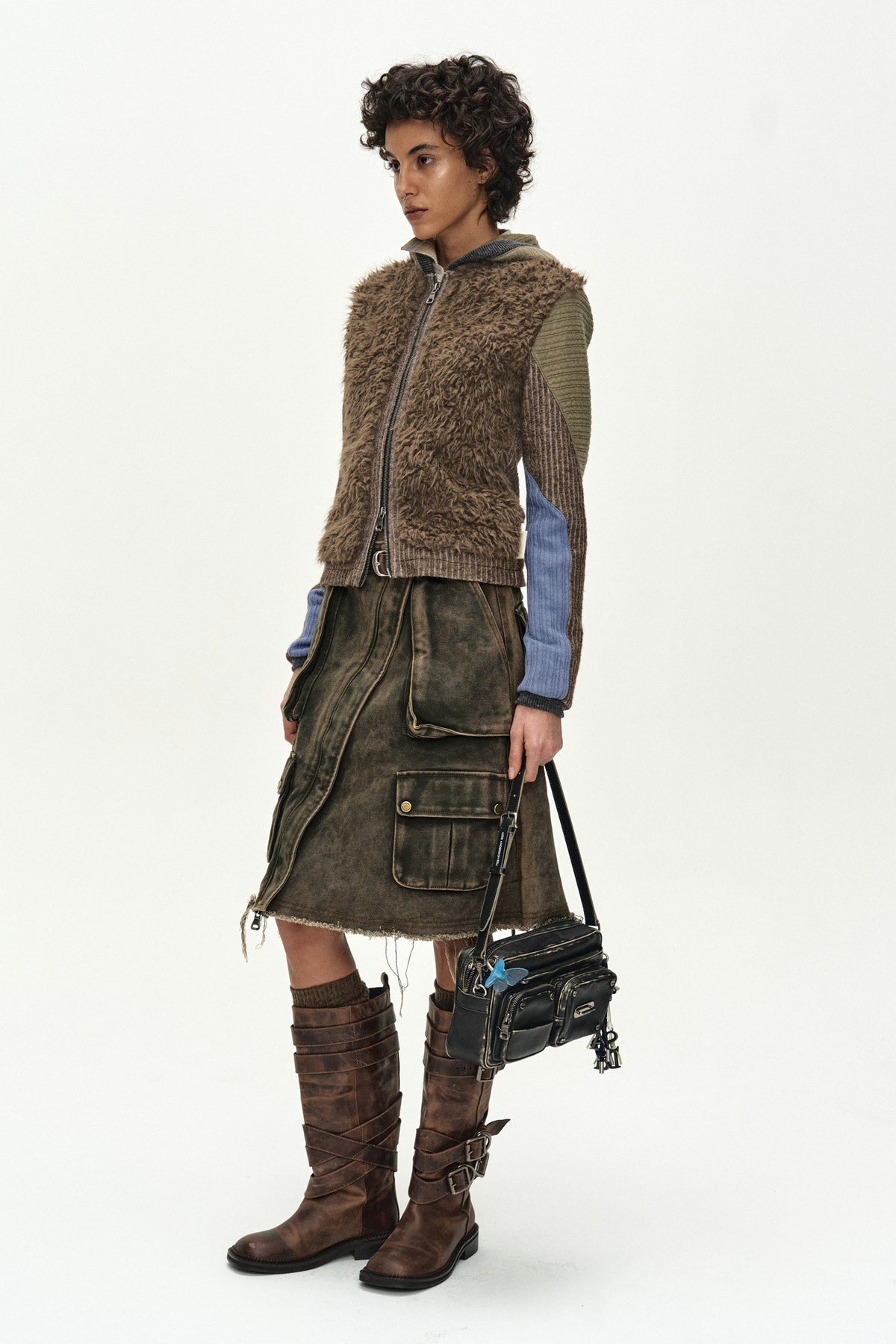Andersson Bell Fur Color-Blocked Hooded Zip-UP
