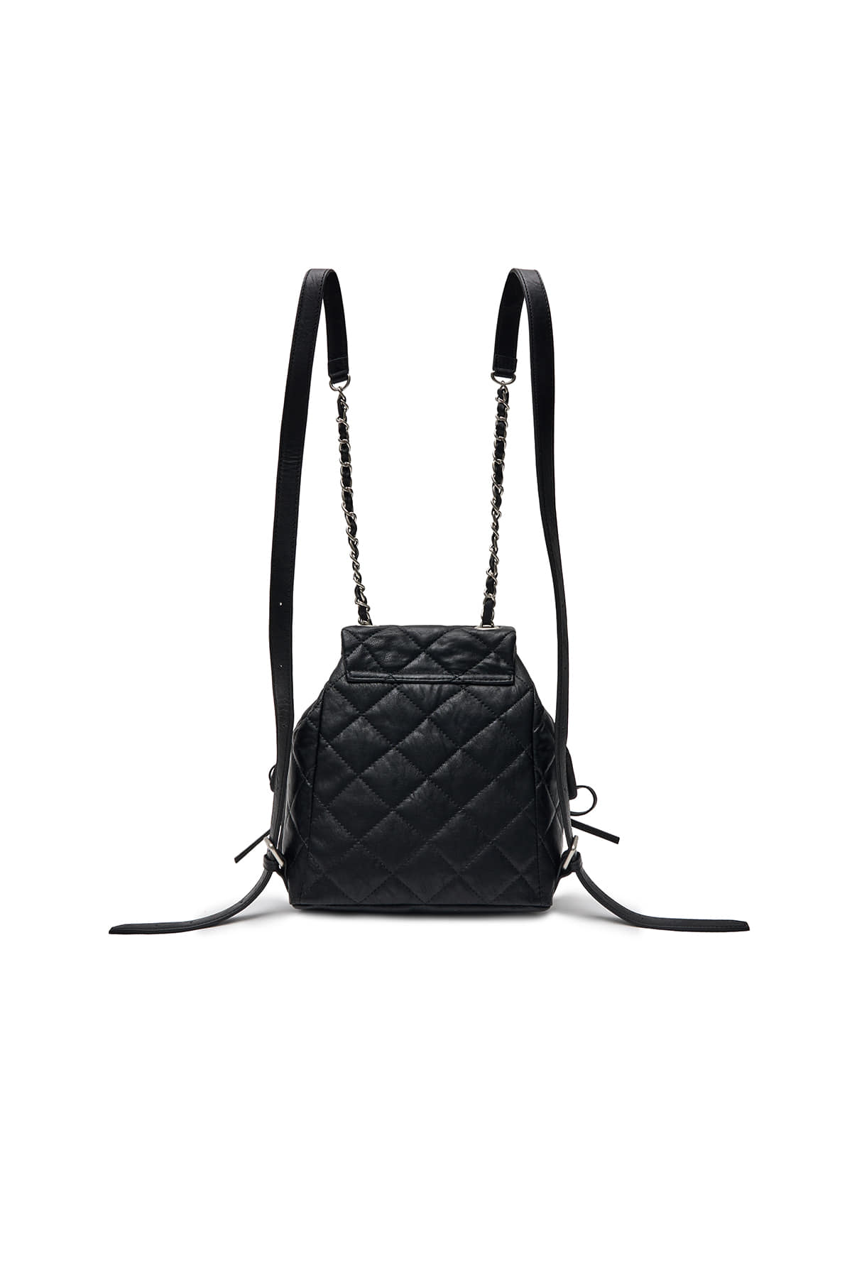 [matinkim] DOUBLE POCKET QUILTING MINI BACKPACK IN BLACK