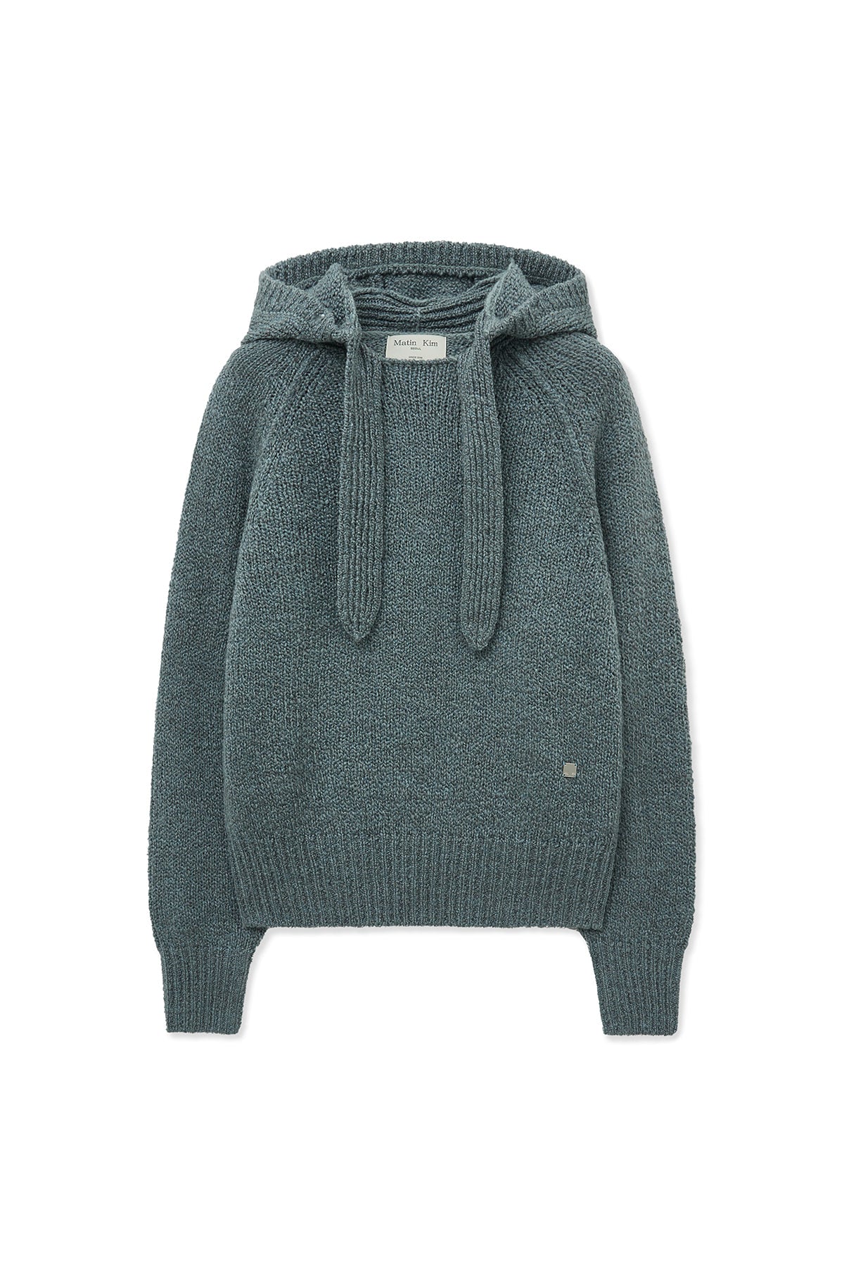 [matinkim] MUFFLER POINT HOODY PULLOVER IN BLUE