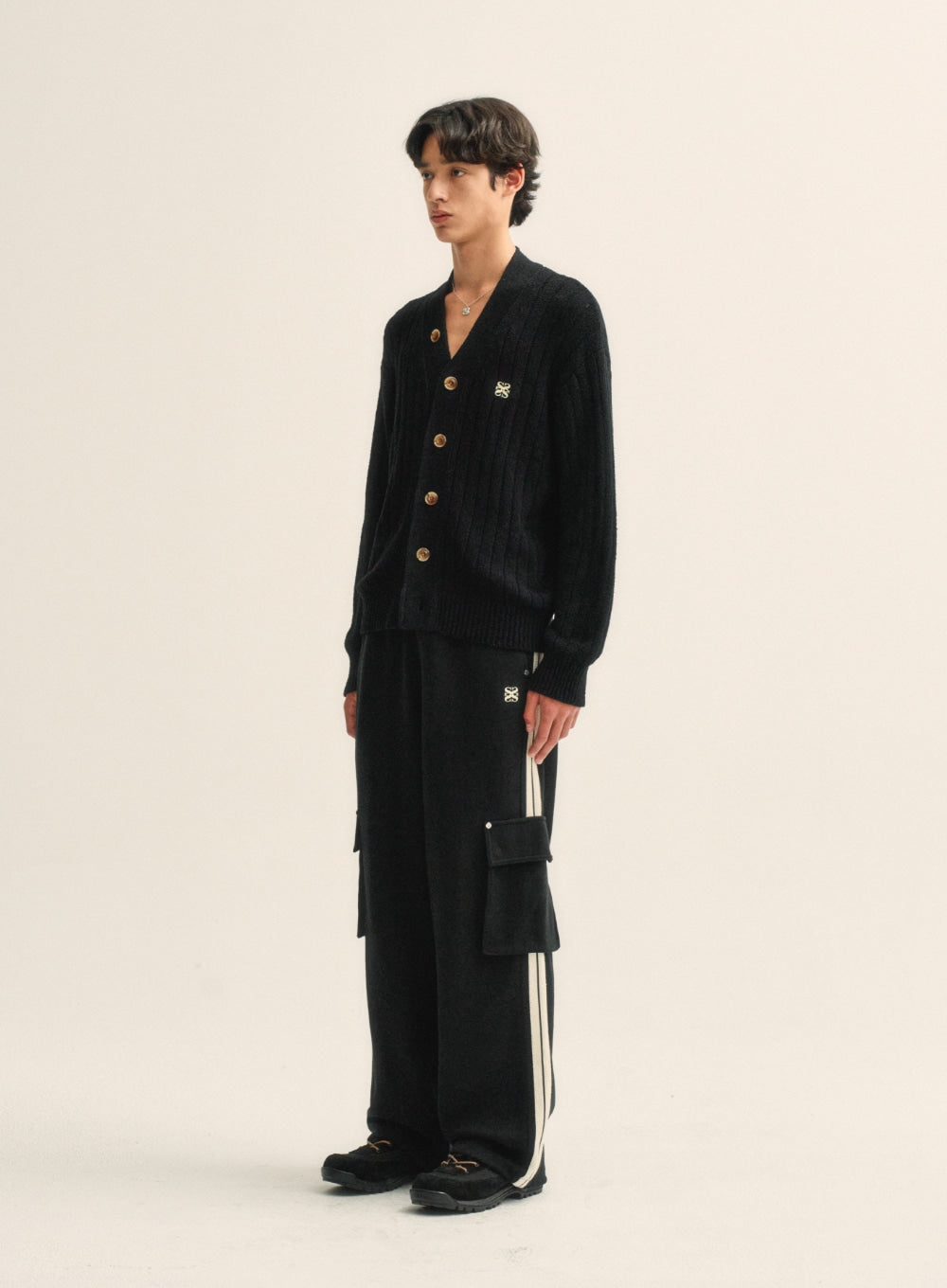 [satur] Lawton Cargo Track Pants - Caviar Black