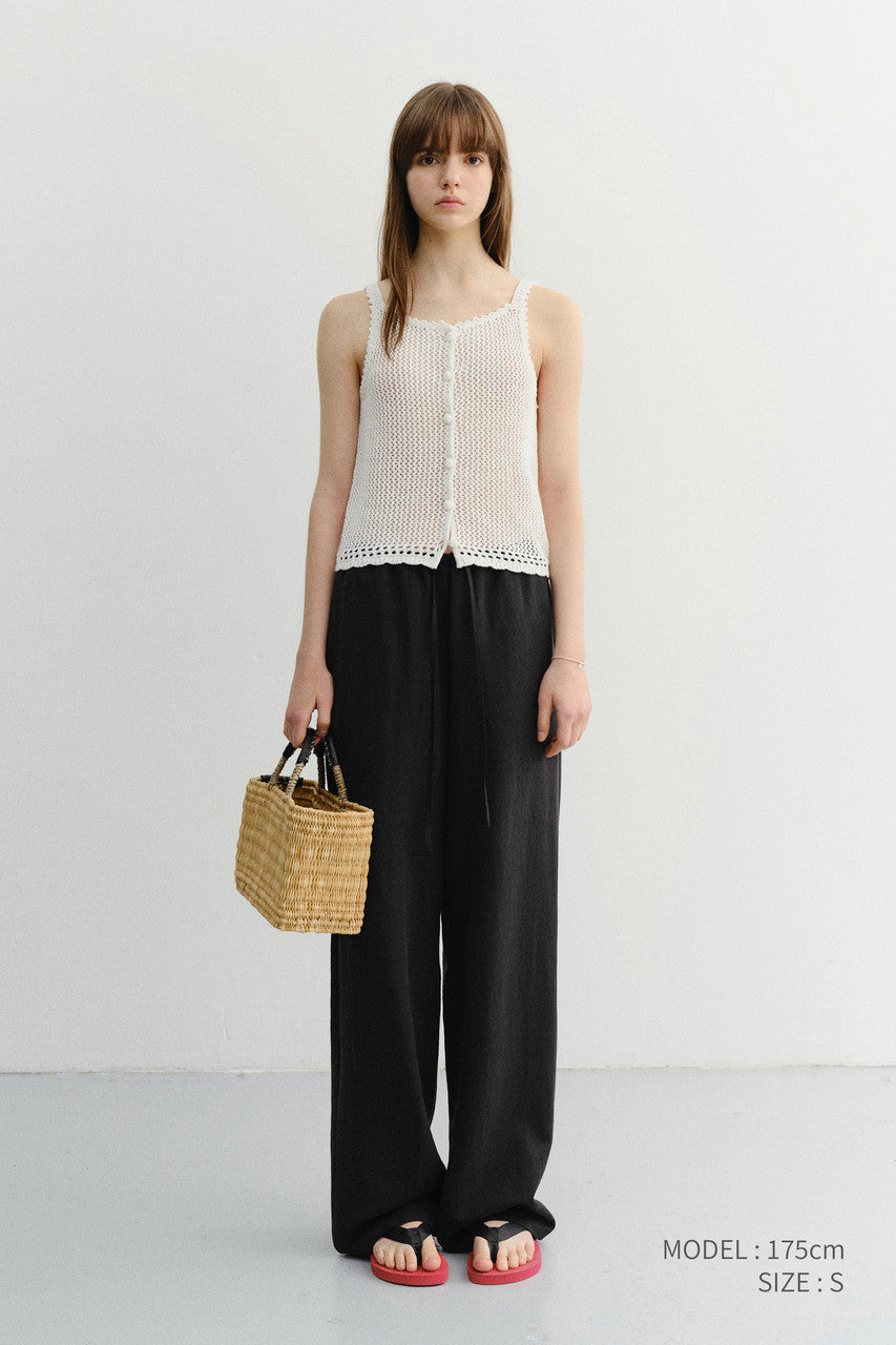 Dunst Crochet Bustier Knit Top Ivory