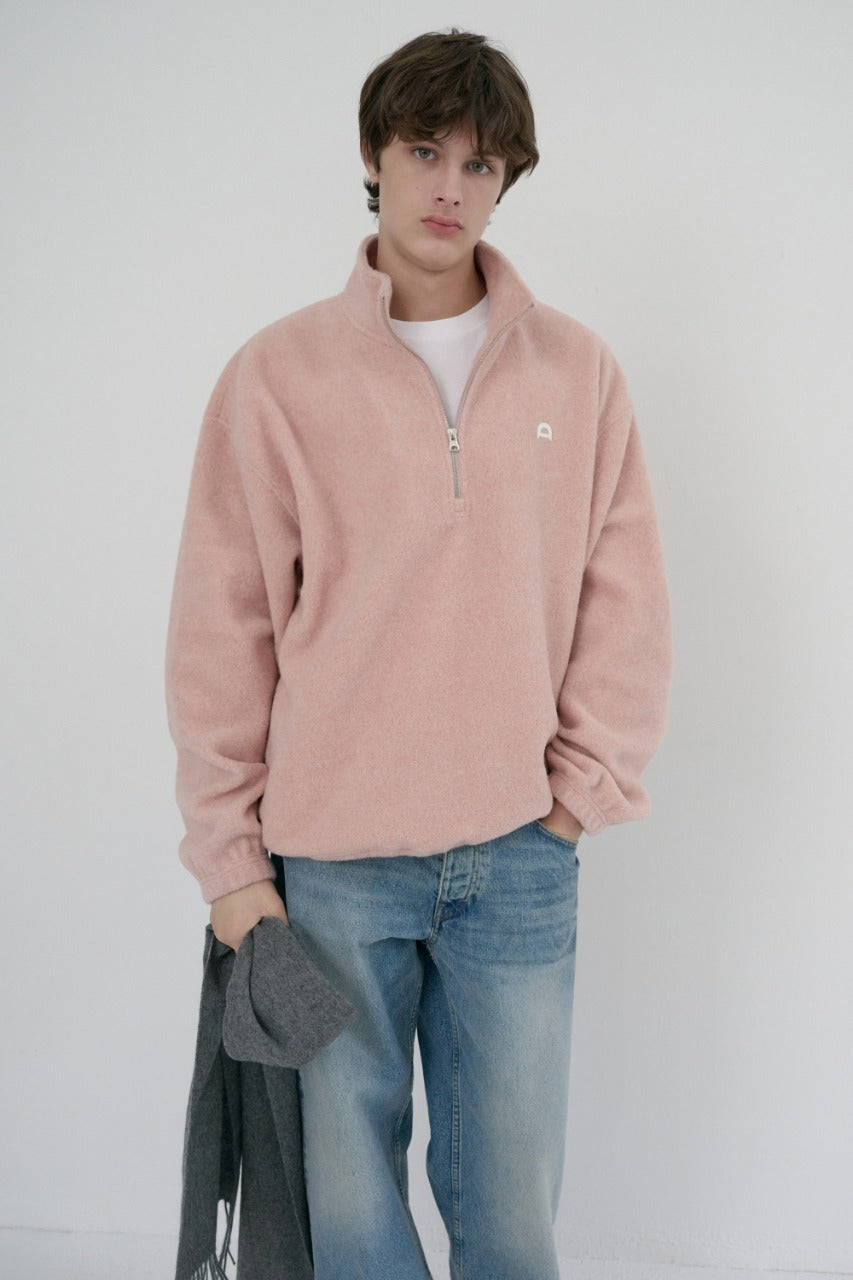 Dunst Unisex Half Zip-Up Fleece Sweatshirt Candy Pink