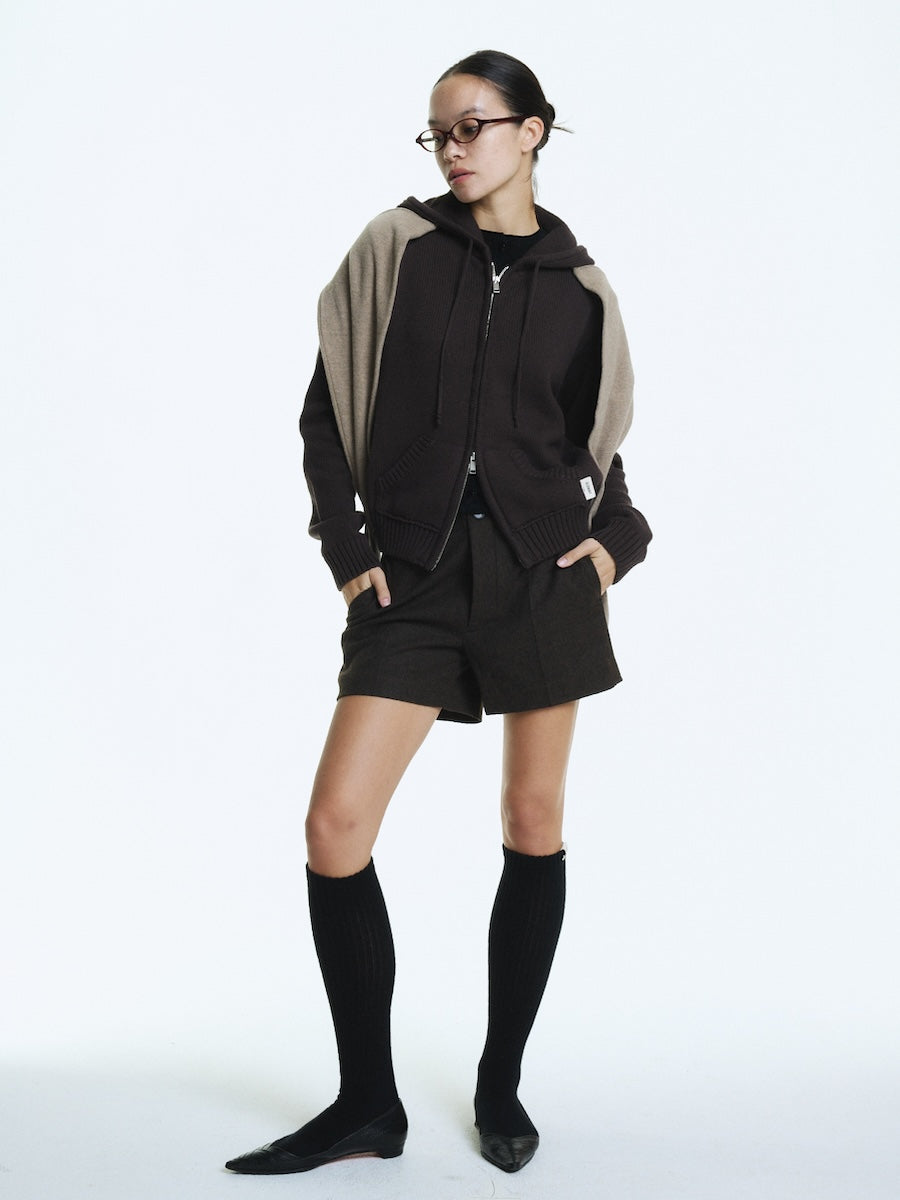 GLOWNY G Wool Mini Shorts (Brown)