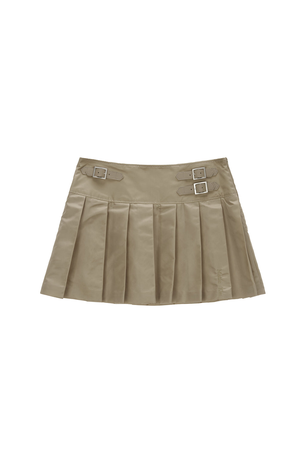 Matinkim Lowrise Pleats Mini Skirt IN Beige