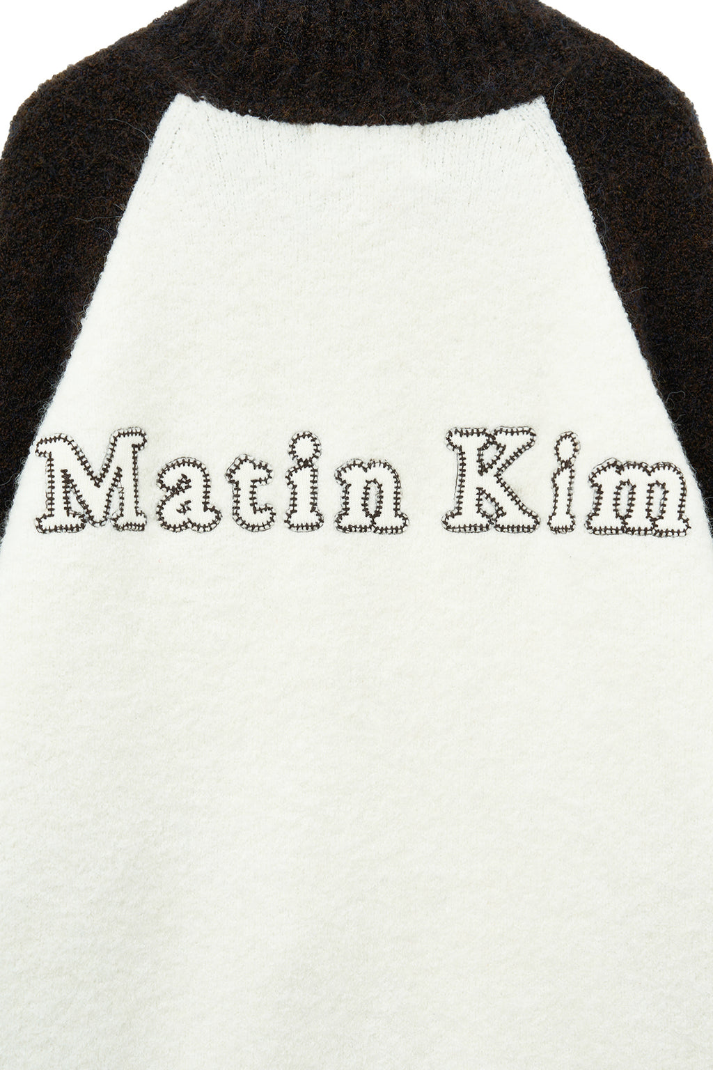 [matinkim] HIGH NECK RAGLAN KNIT ZIP UP FOR MEN IN DARK BROWN