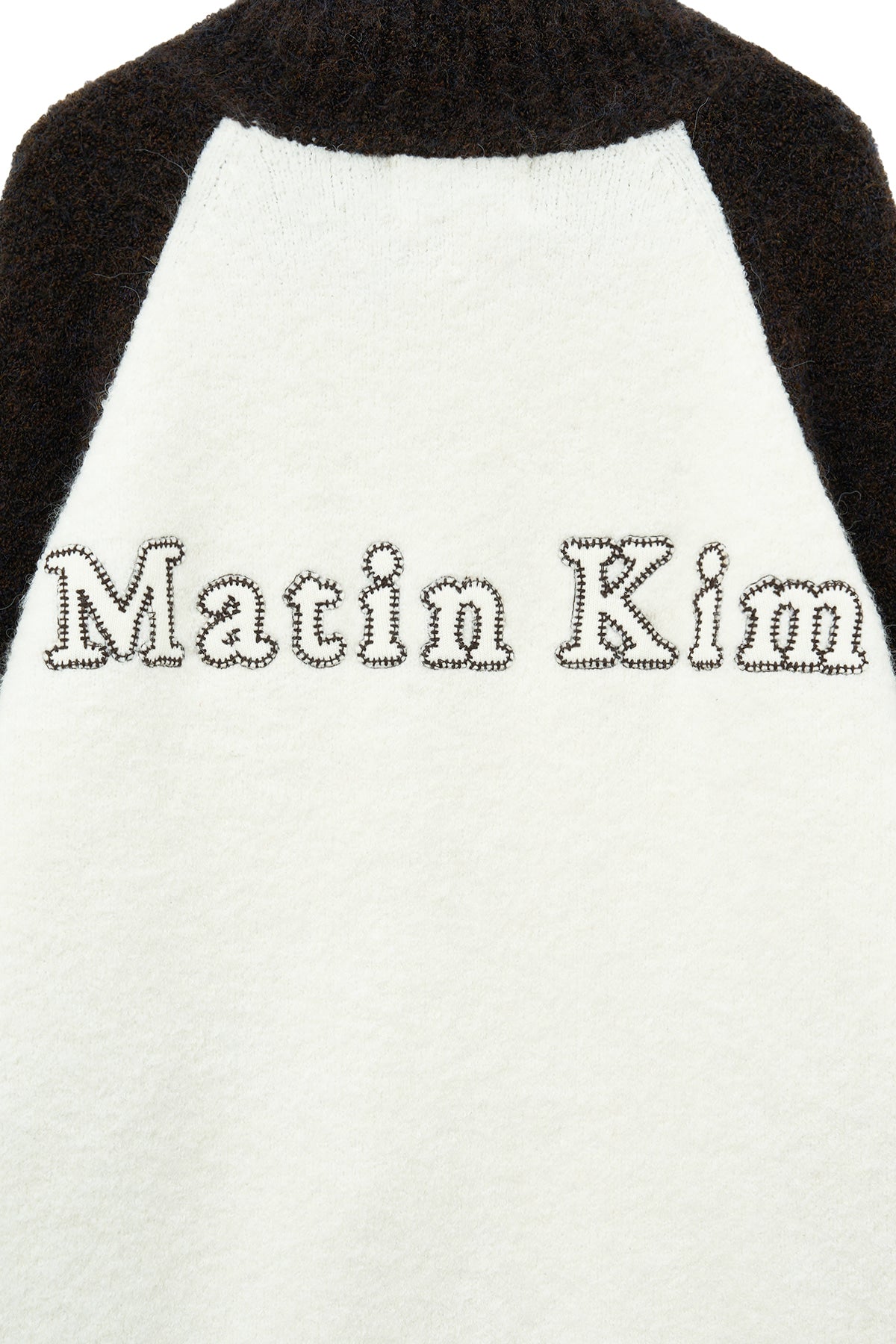 [matinkim] HIGH NECK RAGLAN KNIT ZIP UP FOR MEN IN DARK BROWN