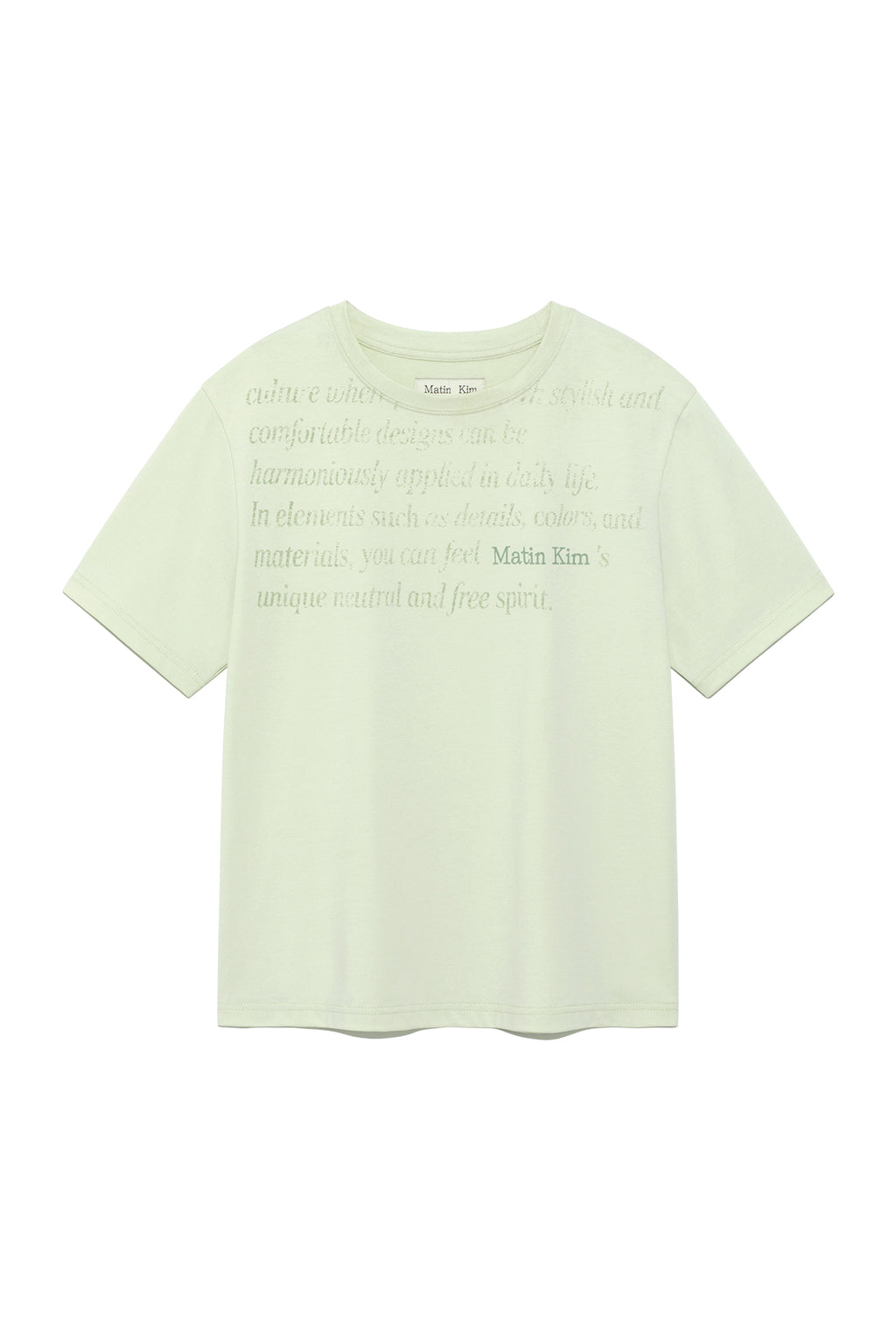 Matinkim Logo Point Lettering Graphic Top IN Light Green