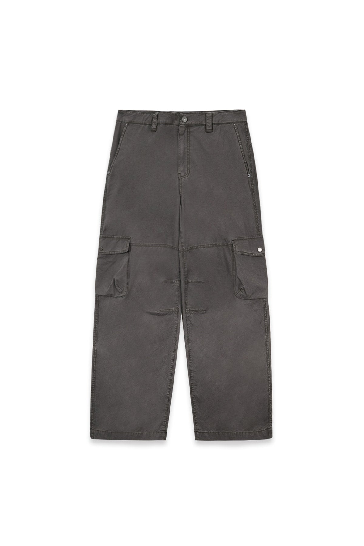 Matinkim Washed Wide Cargo Pants For Men IN Charcoal