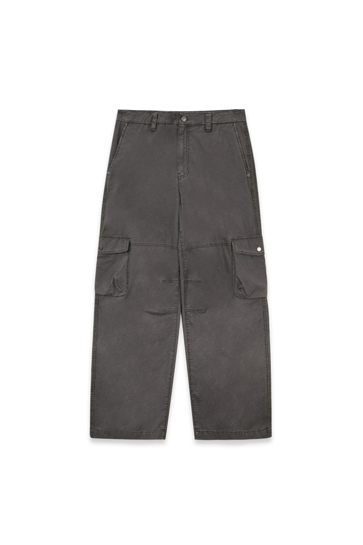 Matinkim Washed Wide Cargo Pants For Men IN Charcoal