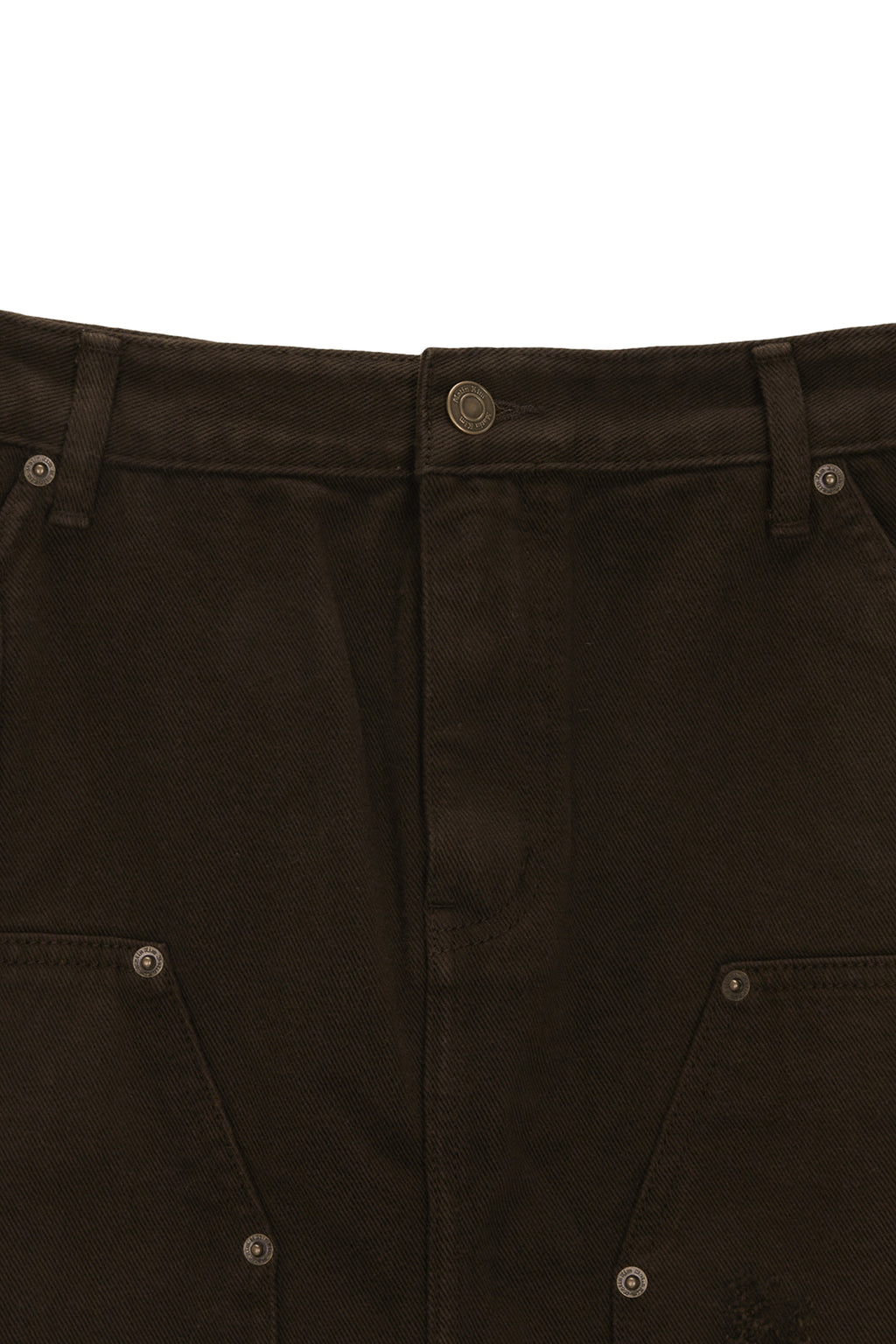 [matinkim] UNBALANCE DAMAGE DENIM SKIRT IN KHAKI