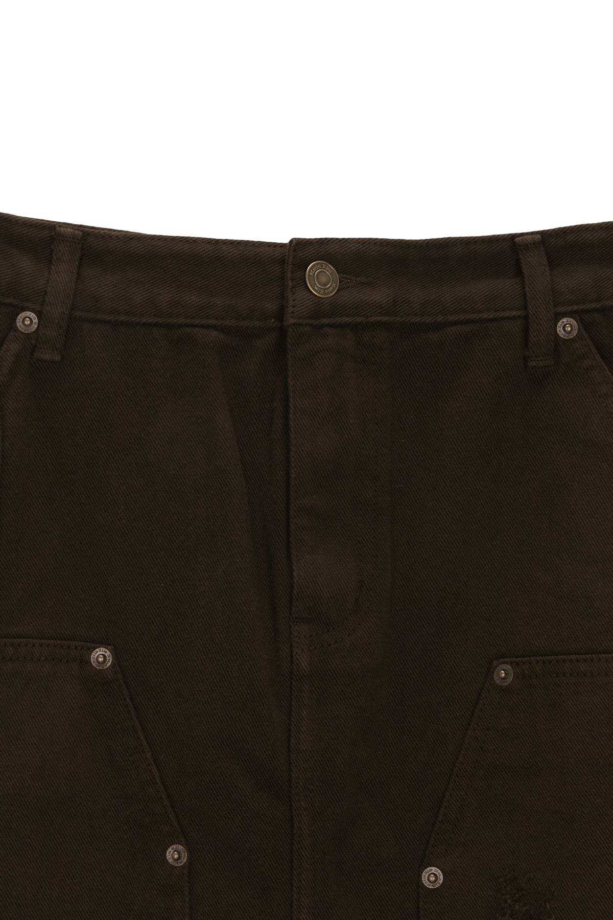 [matinkim] UNBALANCE DAMAGE DENIM SKIRT IN KHAKI