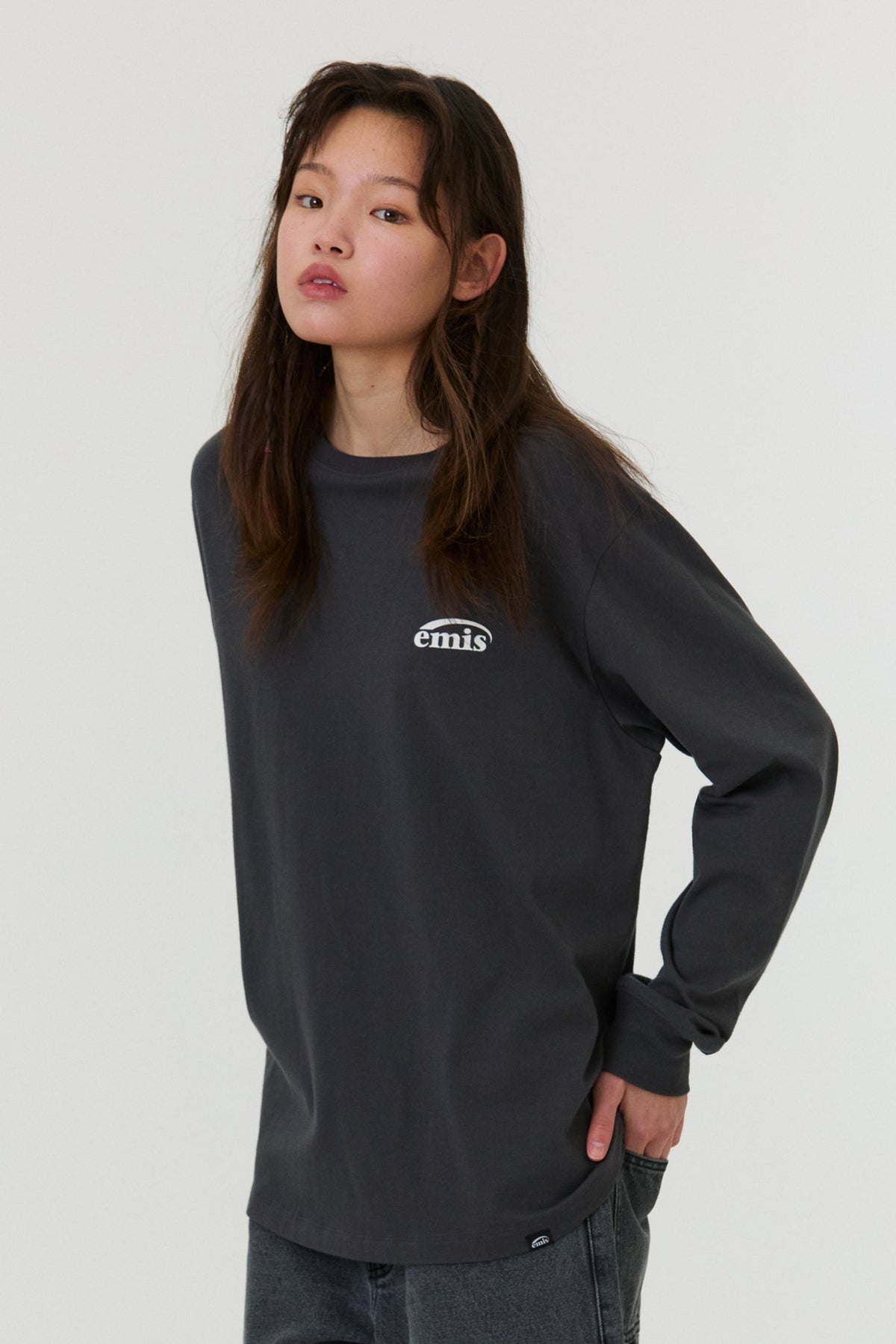 Emis Logo Long Sleeve T-Shirt-Charcoal