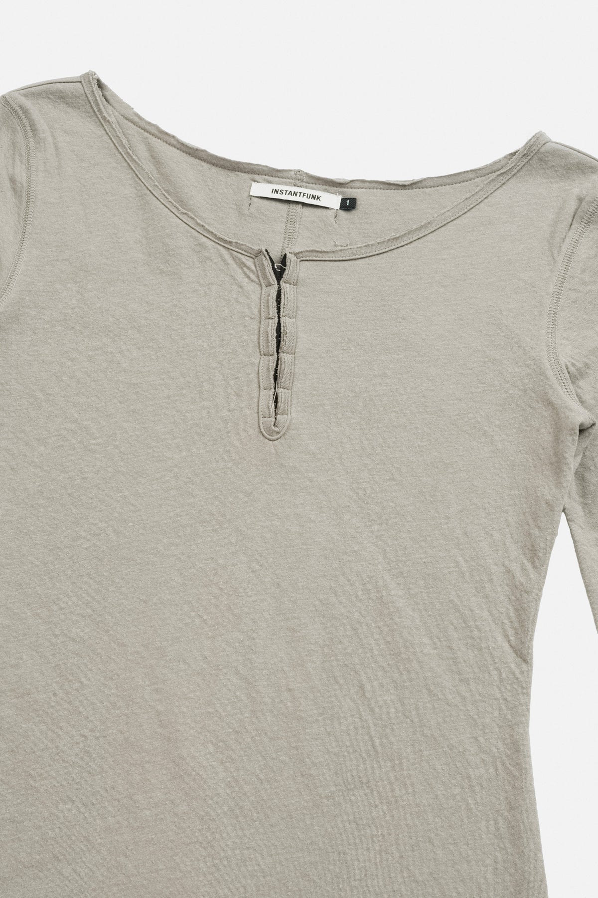 Instantfunk Henley Neck Tiered Jersey Dress - Light Grey