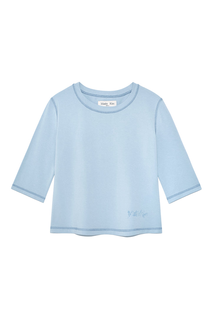 Matinkim Three Quarter Logo Slim Top IN Light Blue