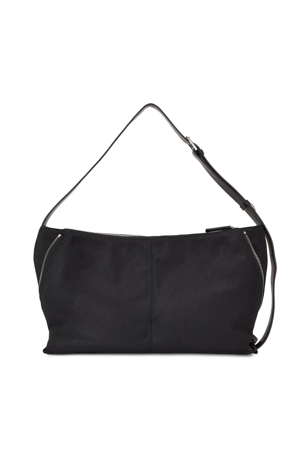 [matinkim] SIDE ZIPPER FABRIC SHOULDER BAG IN BLACK