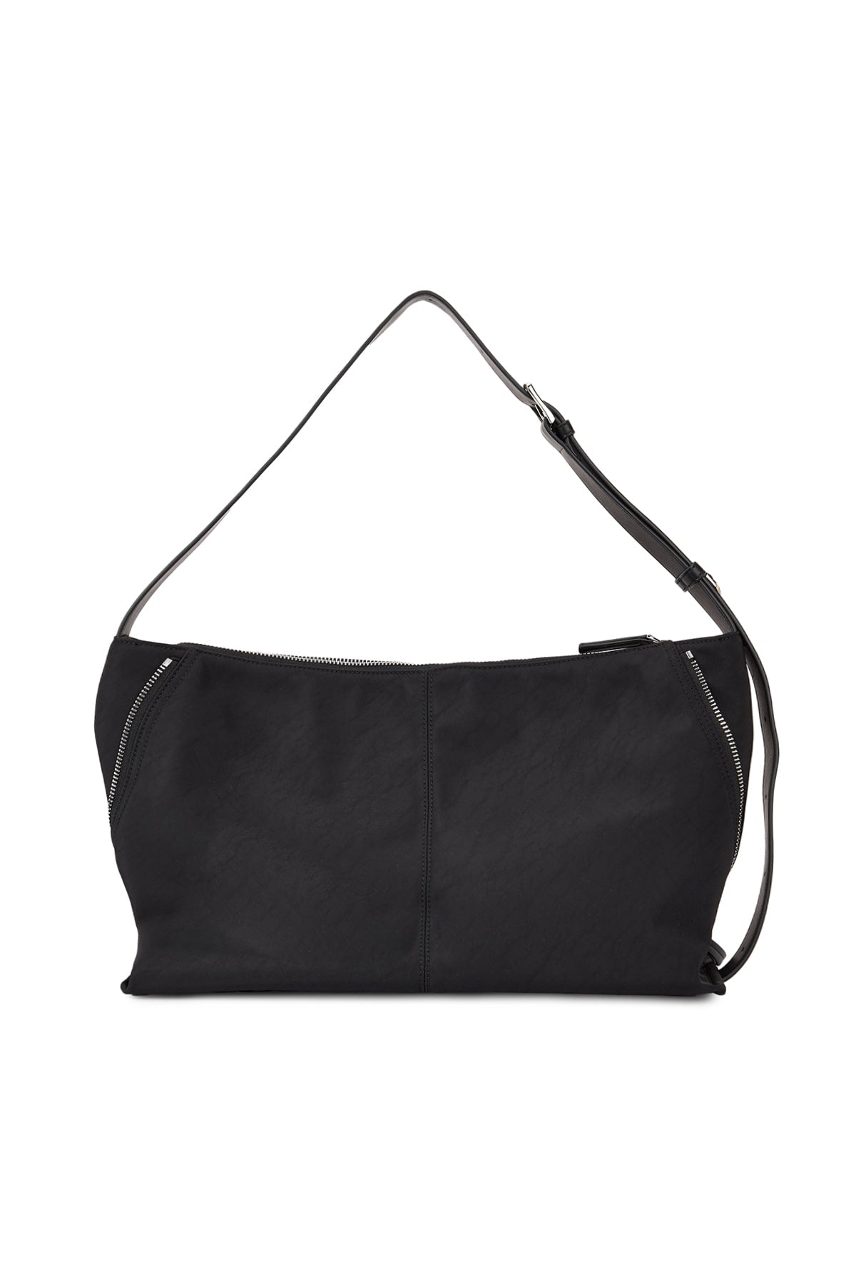 [matinkim] SIDE ZIPPER FABRIC SHOULDER BAG IN BLACK