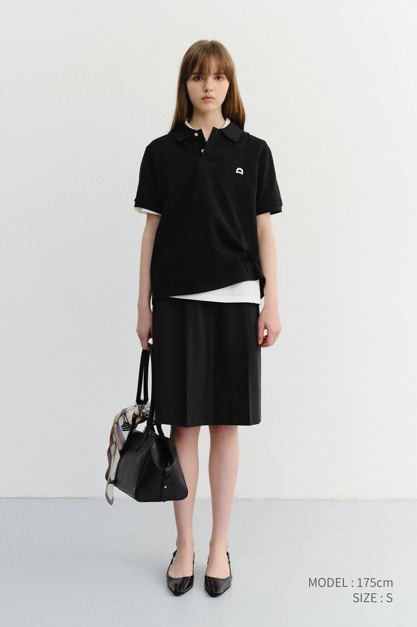 Dunst Unisex Leather Logo Polo Shirt Black
