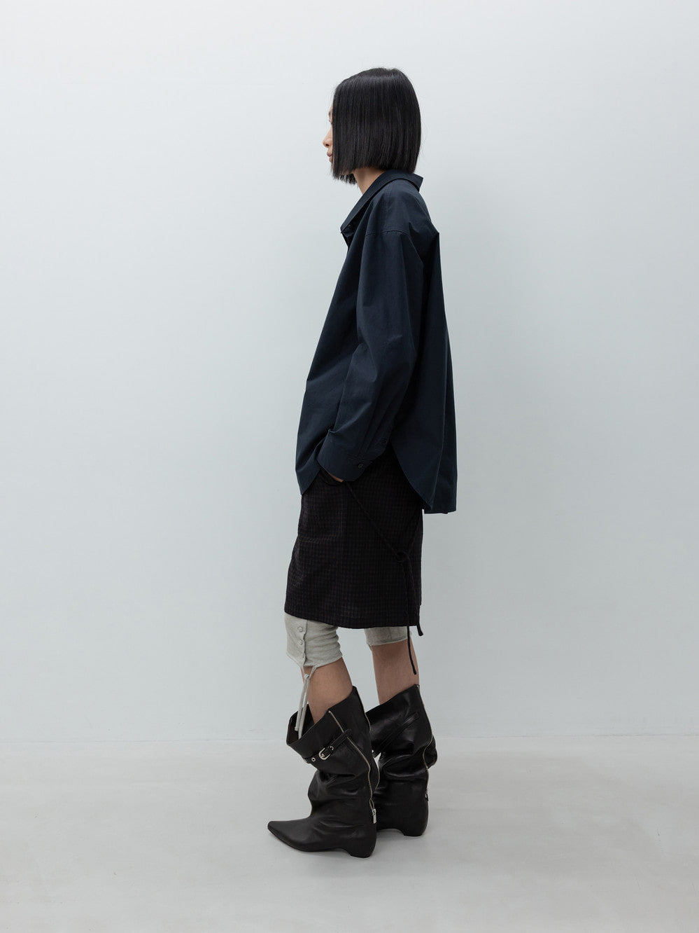 Low Classic Oversized Cotton Shirt Navy