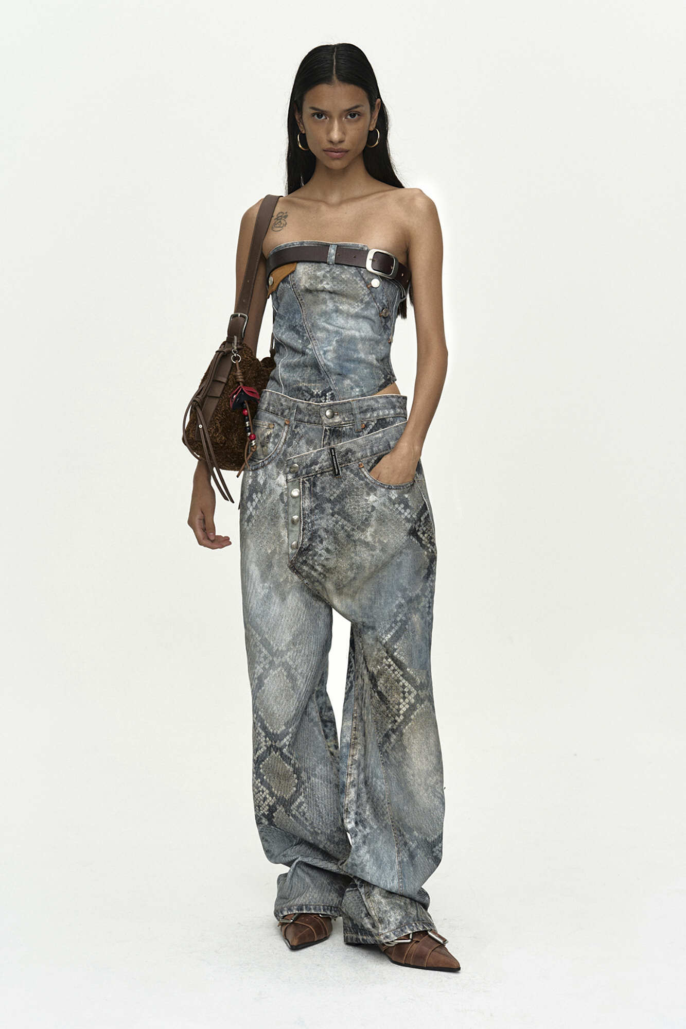 Andersson Bell Python Fade Denim Printed Overlay Jeans