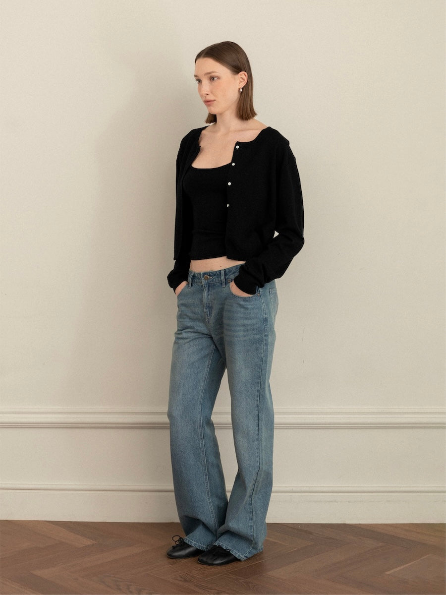 GLOWNY G Easy Fit Knit Cardigan (Black)