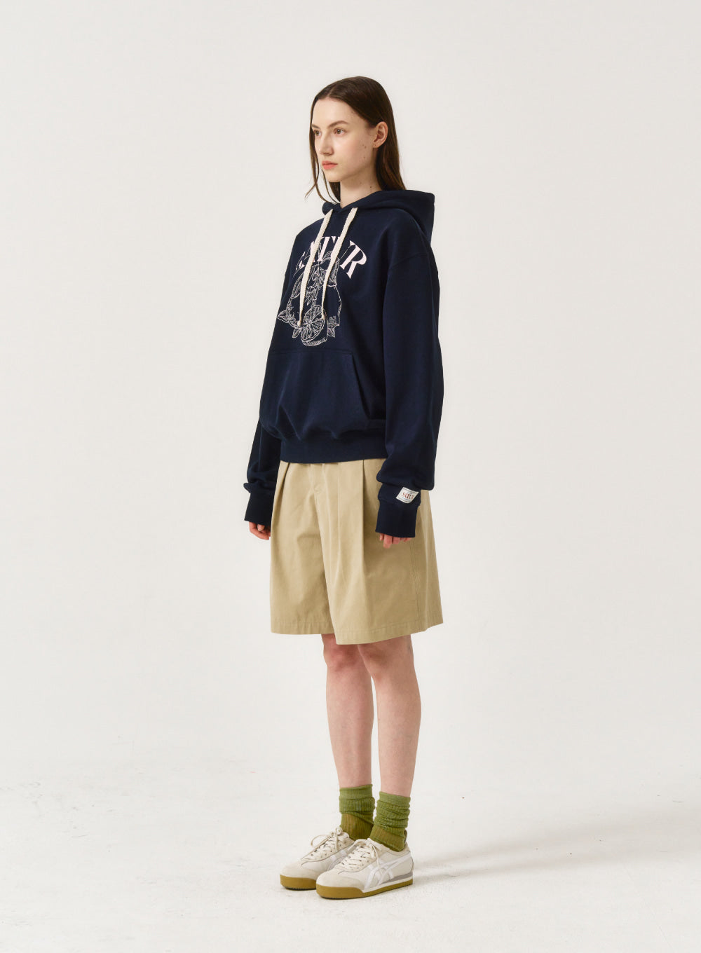 [satur] (W) Capri Citron Drawing Graphic Hoodie - Blossom Navy